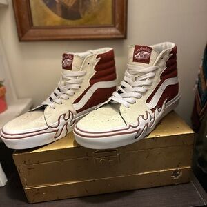 Vans Sk8-Hi Flames - white and tawny